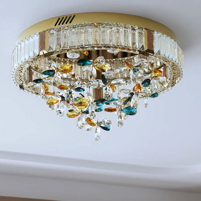 Modern Jane Clover Stainless Steel Crystal LED Flush Mount Ceiling Light