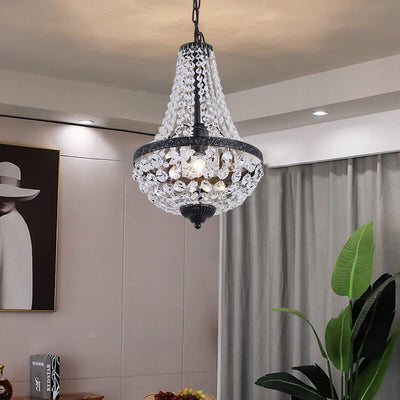 Industrial Iron Crystal Pendant Decorative 1-Light Pendant Light