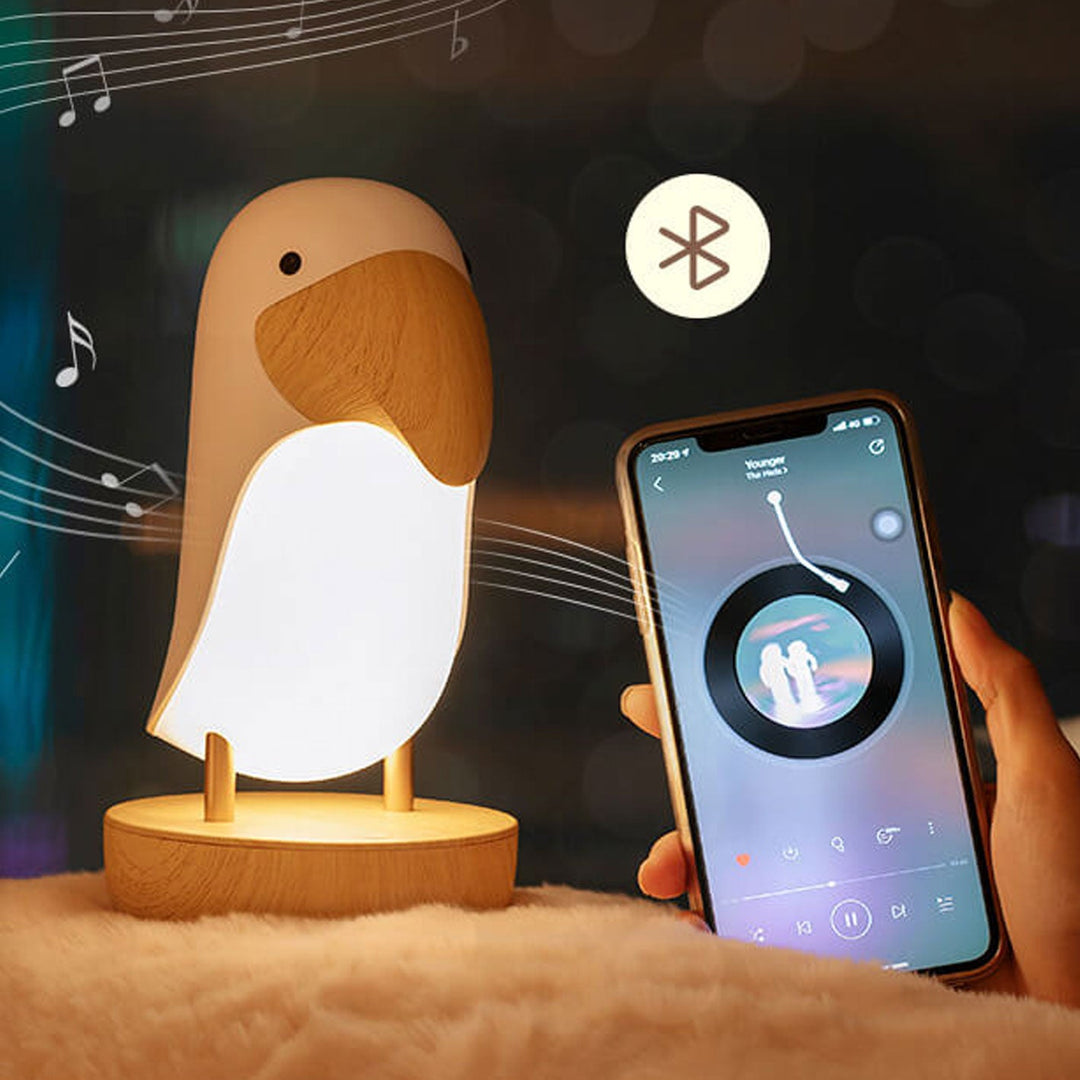 Lámpara de Mesa con Luz Nocturna Bluetooth Recargable USB de Pájaro Creativo 