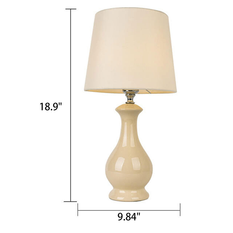 Nordic Light Luxury Ceramic Linen Fabric 1-Light Table Lamp