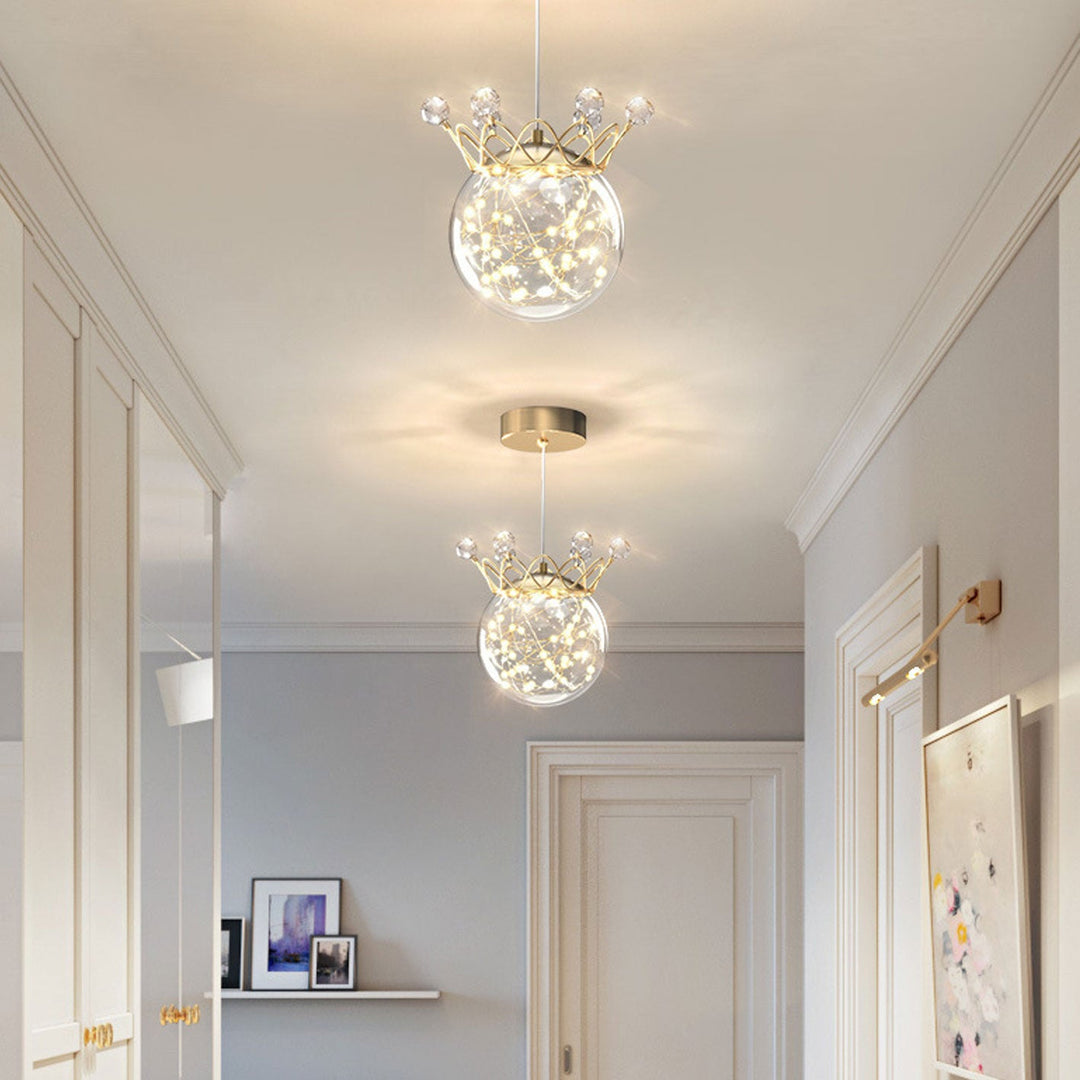 Moderne Sternenkrone Glas Kugel LED Pendelleuchte 