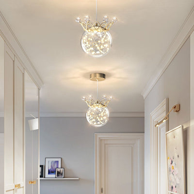 Modern Starry Crown Glass Orb LED Pendant Light