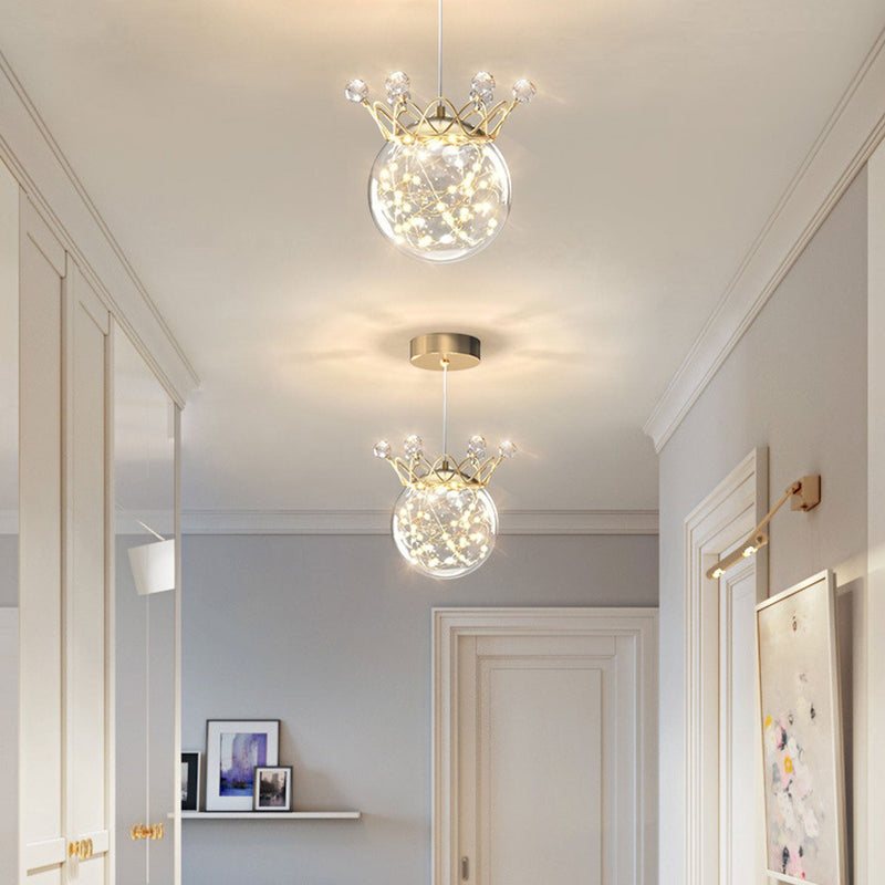 Modern Starry Crown Glass Orb LED Pendant Light