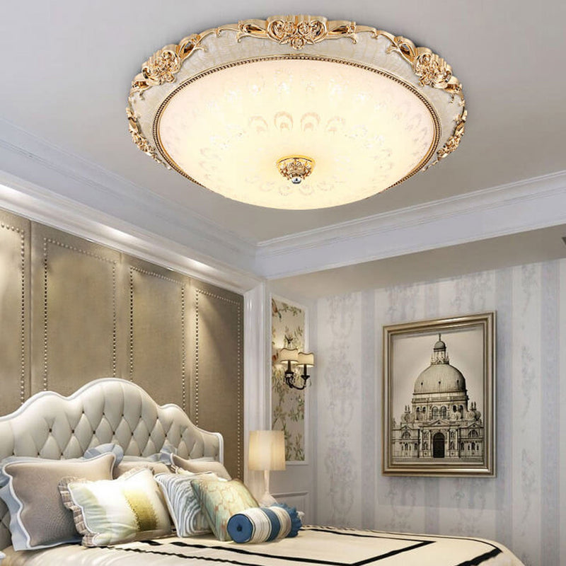 European Retro Round Floral Design LED Flush Mount Ceiling Light