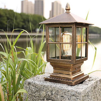 European Outdoor Column Lantern Waterproof  Rustproof 1-Light Patio Light