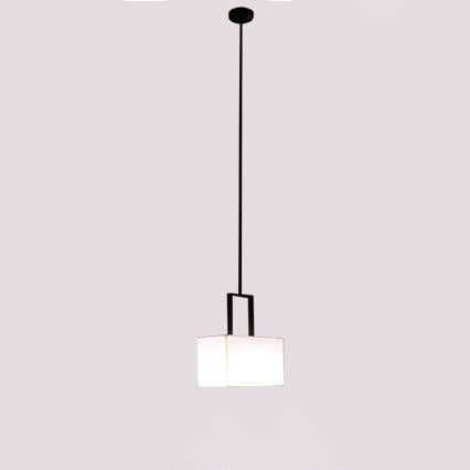 Modern Drum White Linen Shade 1-Light Pendant Light