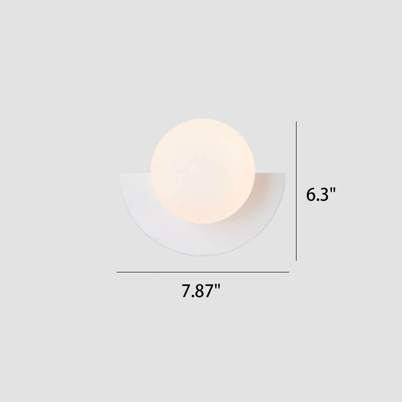 Conception moderne minimaliste en verre sphérique coloré demi-cercle appliqué murale 1 lumière 