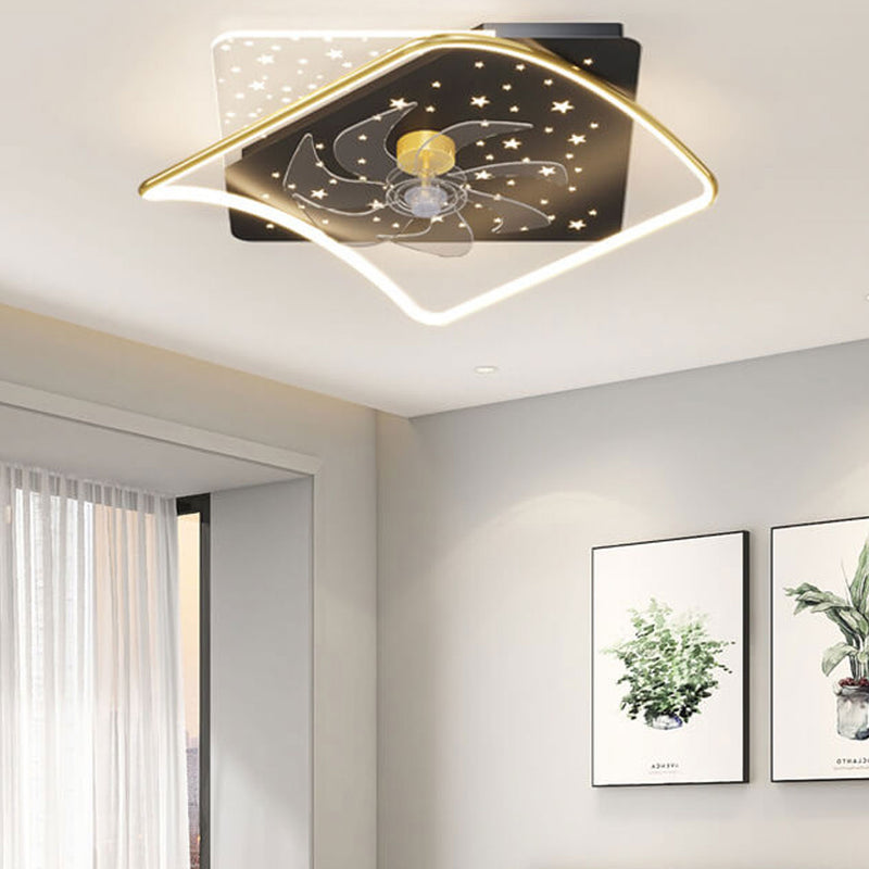 Modern Creative Star Effect Geometric LED Flush Mount Ceiling Fan Light
