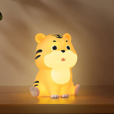 Childlike Cute Cartoon Silicone Tiger Design LED Night Light Table Lamp