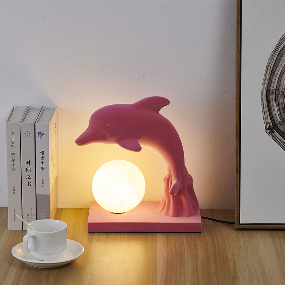 Lampe de Table 1 Lumière avec Abat-jour en Forme de Dauphin Créatif Nordique 