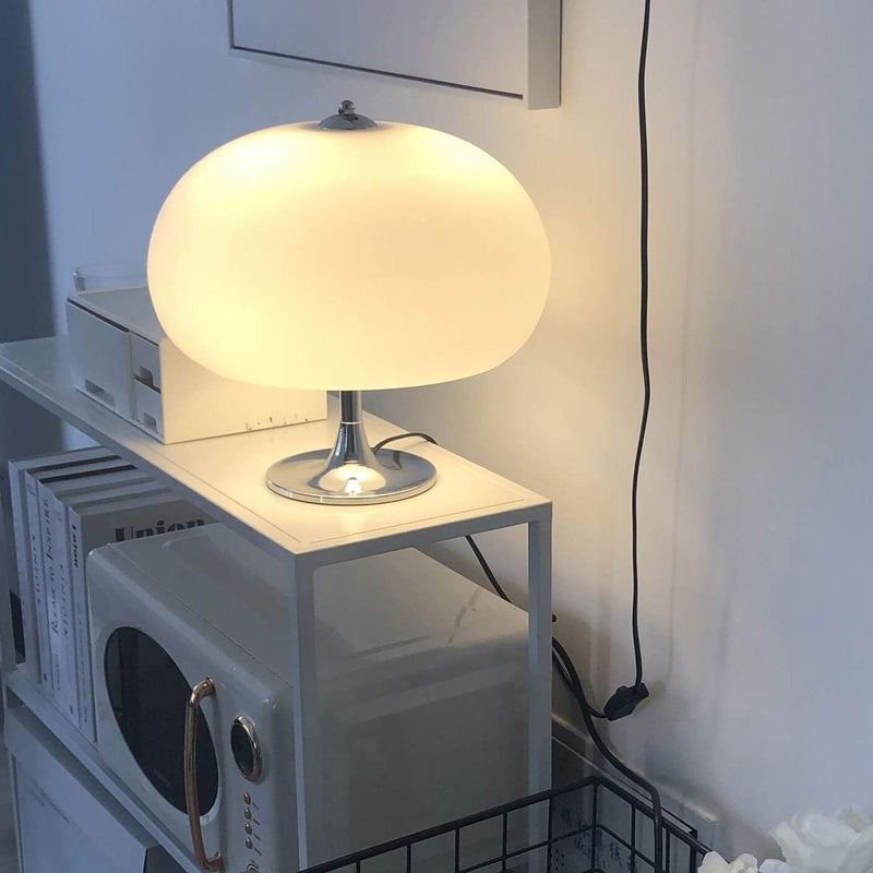 Lampe de table à 3 lumières avec abat-jour boule blanc crème moderne 