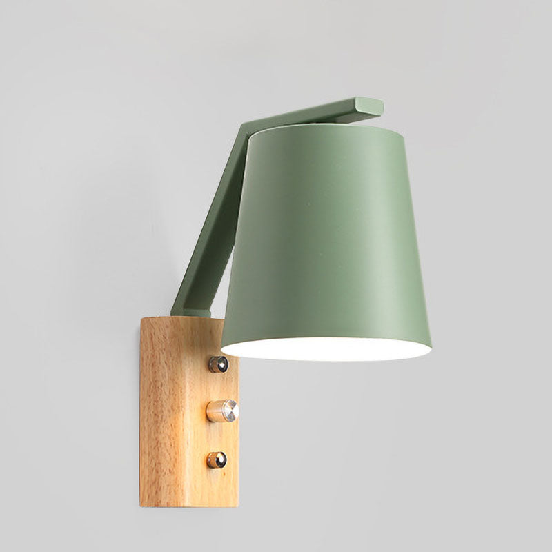 Nordic Modern Solid Wood Zylindrische 1-Licht Wandleuchte 