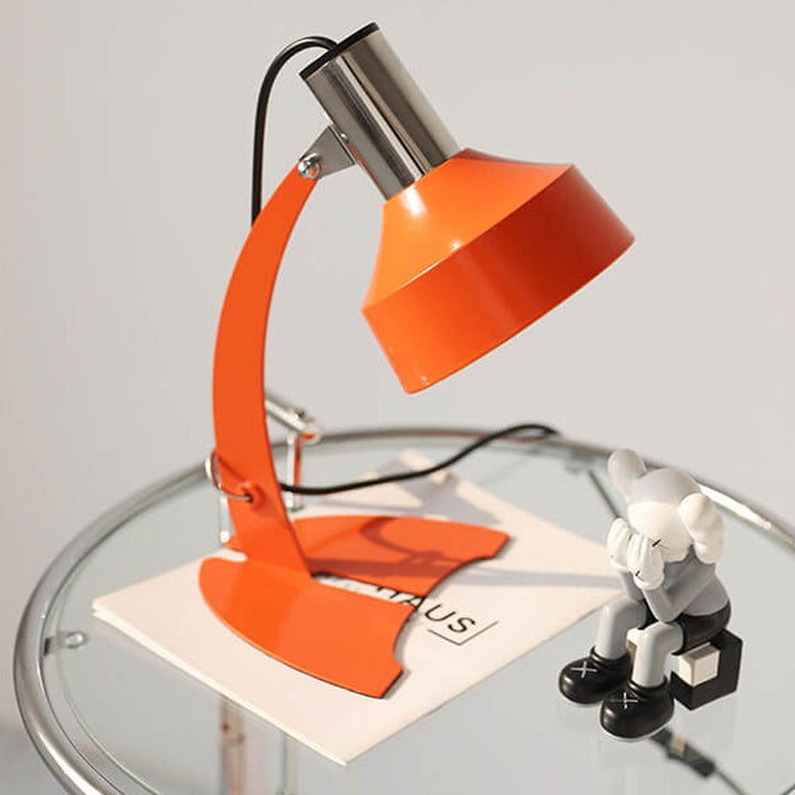Vintage Orange Eisenkuppel-Schirm Fischschwanzfuß 1-Licht Tischlampe 