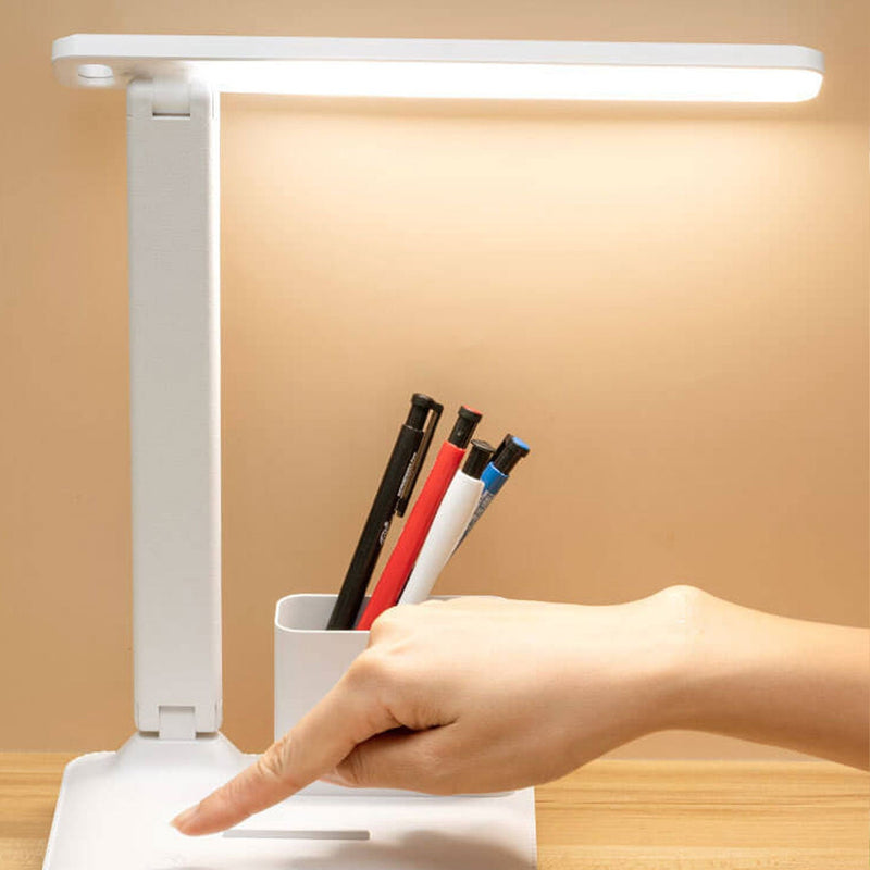 Lampe de bureau LED de lecture avec protection des yeux USB et porte-stylo pliable simple 