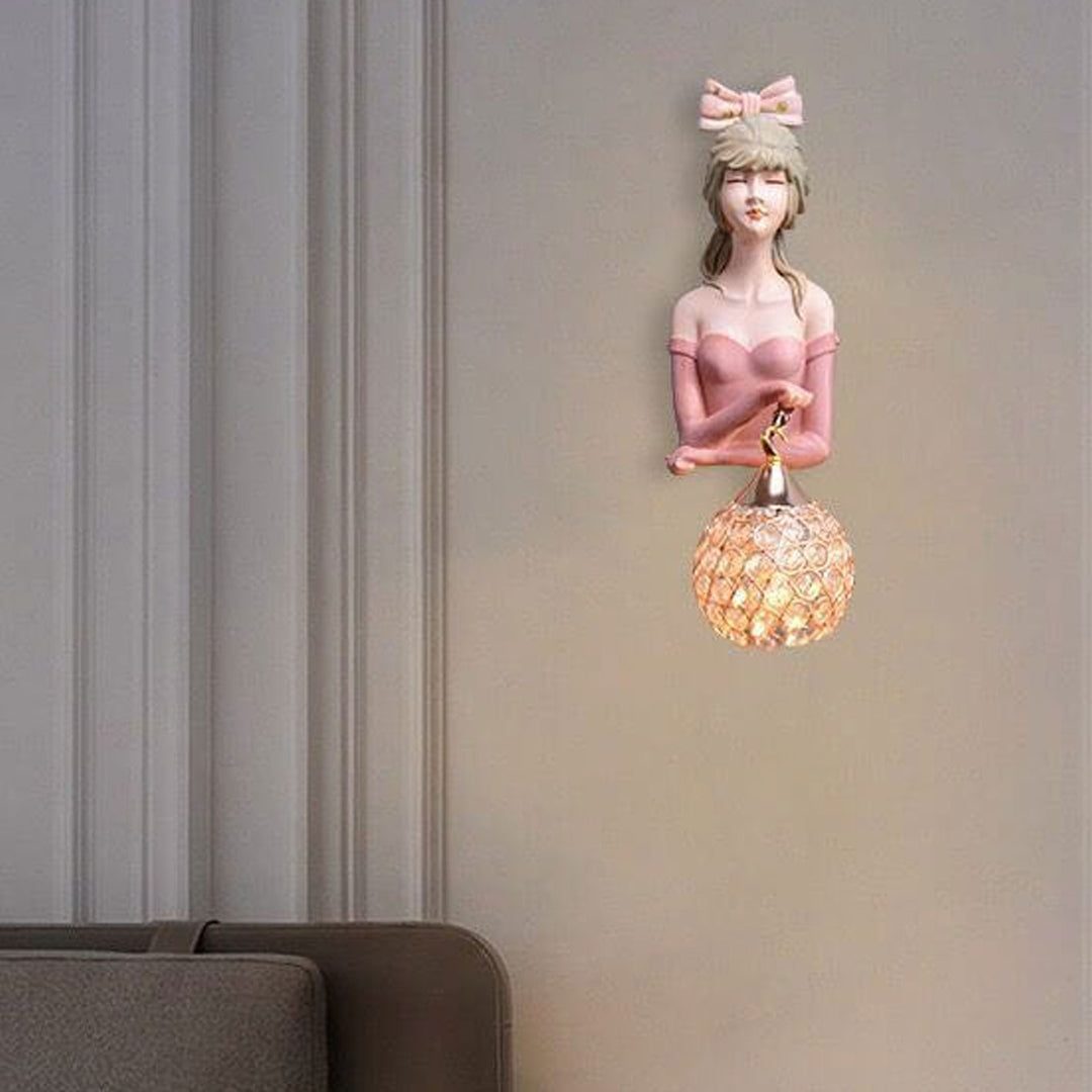 Lámpara de Aplique de Pared para Niños con 1 Luz de Resina Vidrio Pintado por Chica Creativa 