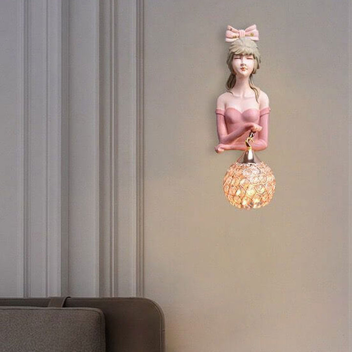 Lámpara de Aplique de Pared para Niños con 1 Luz de Resina Vidrio Pintado por Chica Creativa 