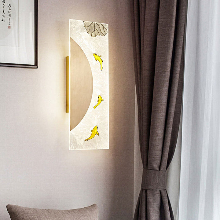 Nouveau style chinois applique murale LED design ultra-mince en cuivre complet 
