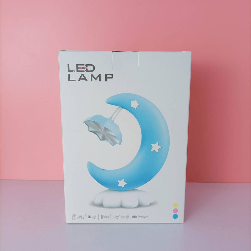 Lampe de table LED de nuit avec protection des yeux en forme de bateau de lune de dessin animé 