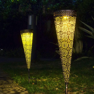 Solar Hollow Tapered Bronze LED Outdoor Garden Rasen Dekoratives Weglicht 