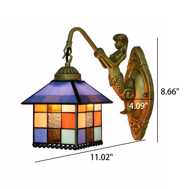Vintage Tiffany Stained Glass Beauty Decor 1-Light Wall Sconce Lamp