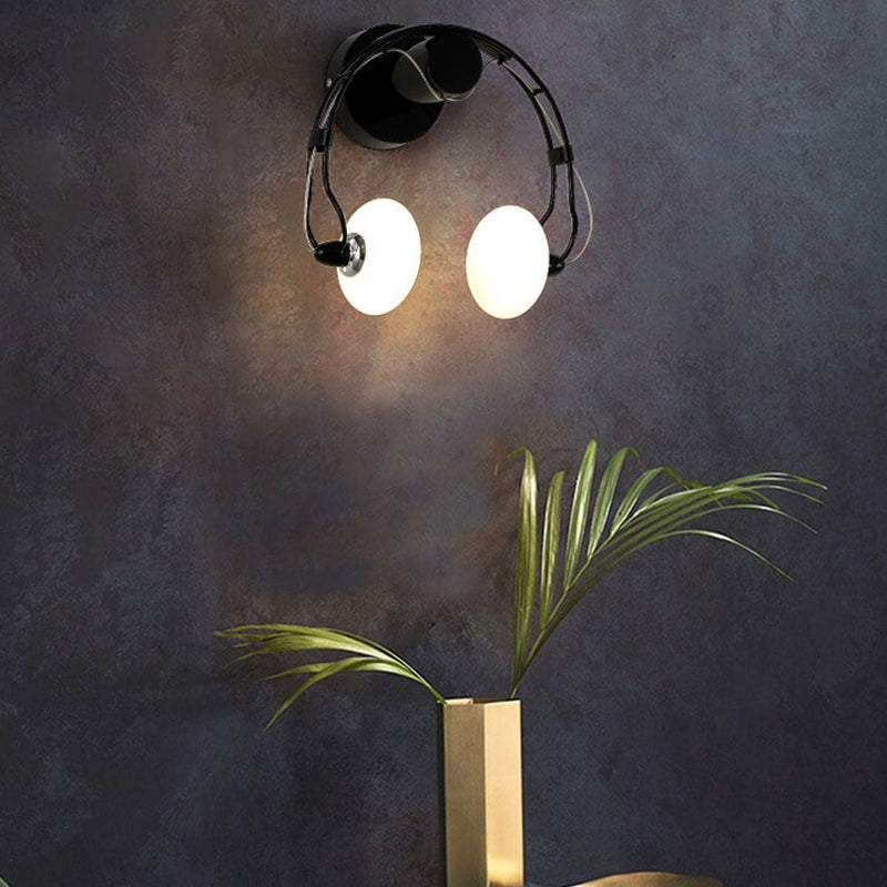 Modern Glass Creative Headphone Design 2-Light Wall Sconce Lamp