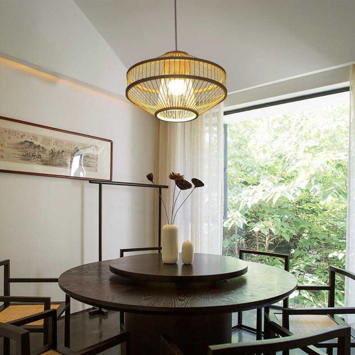 Modern Bamboo Weaving 1-Light Globe Lantern Pendant Light