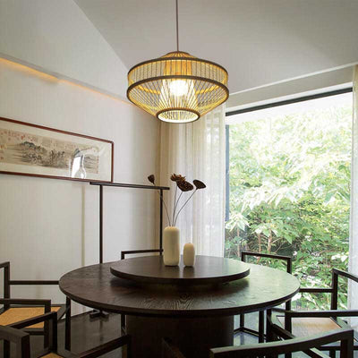 Modern Bamboo Weaving 1-Light Globe Lantern Pendant Light