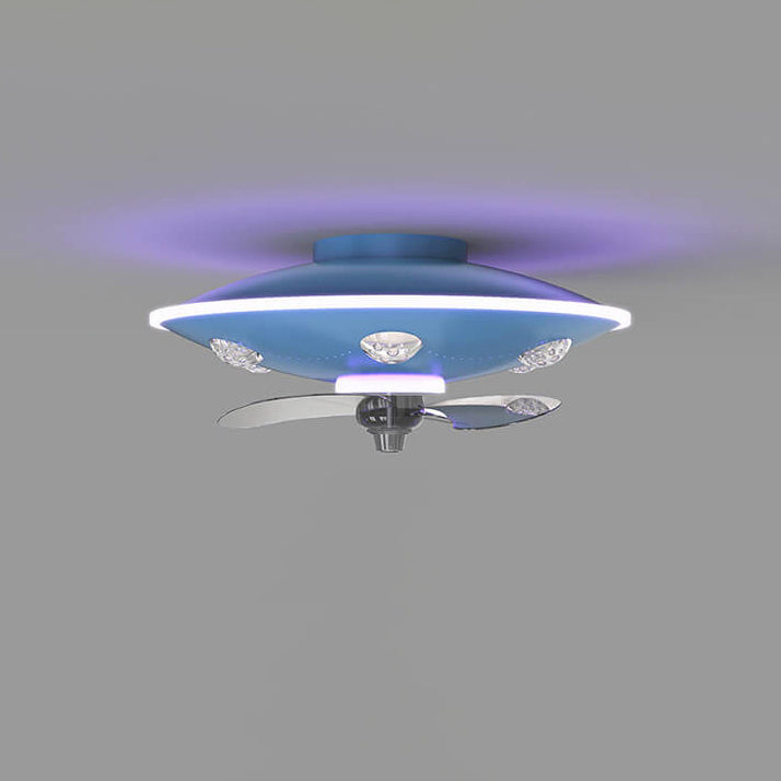 Moderne kreative Cartoon UFO fliegende Untertasse Rundes Eisen Acryl LED Kinder Unterputz Deckenventilator Licht 