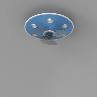 Moderne kreative Cartoon UFO fliegende Untertasse Rundes Eisen Acryl LED Kinder Unterputz Deckenventilator Licht 