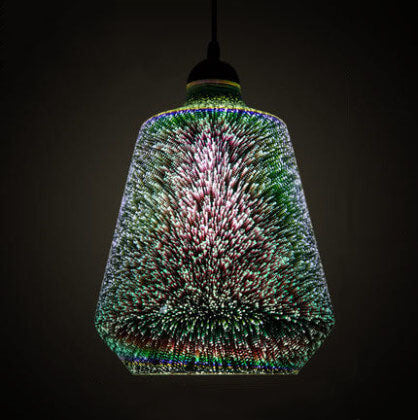 Modern Creative 3D Stained Fireworks Glass Jar 1-Light Pendant Light