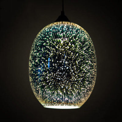 Modern Creative 3D Stained Fireworks Glass Jar 1-Light Pendant Light