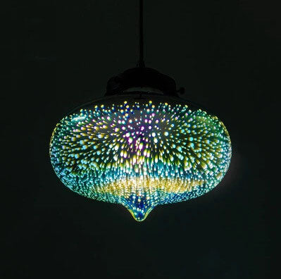 Modern Creative 3D Stained Fireworks Glass Jar 1-Light Pendant Light