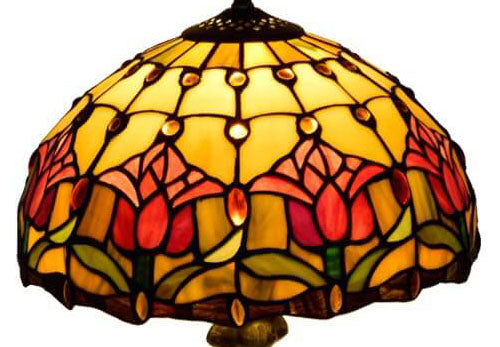 Lámpara de Mesa de Vidrio Tiffany Estilo Tulipán Rojo con 1 Luz 