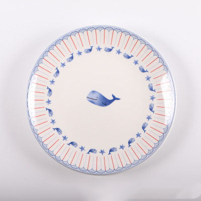 Whales Ocean Blue Porcelain Dinner Plate