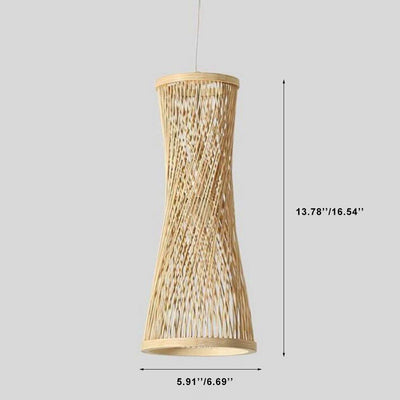 Woven Bamboo 1-Light Tube Pendant Light