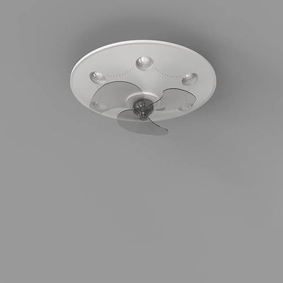 Modern Creative Cartoon UFO flying Saucer Round Iron Acrylic LED Kids Flush Mount Ceiling Fan Light