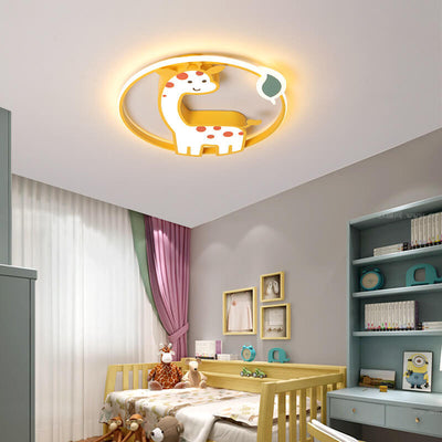 Childlike Cute Cartoon Giraffe Design LED Flush Mount Light