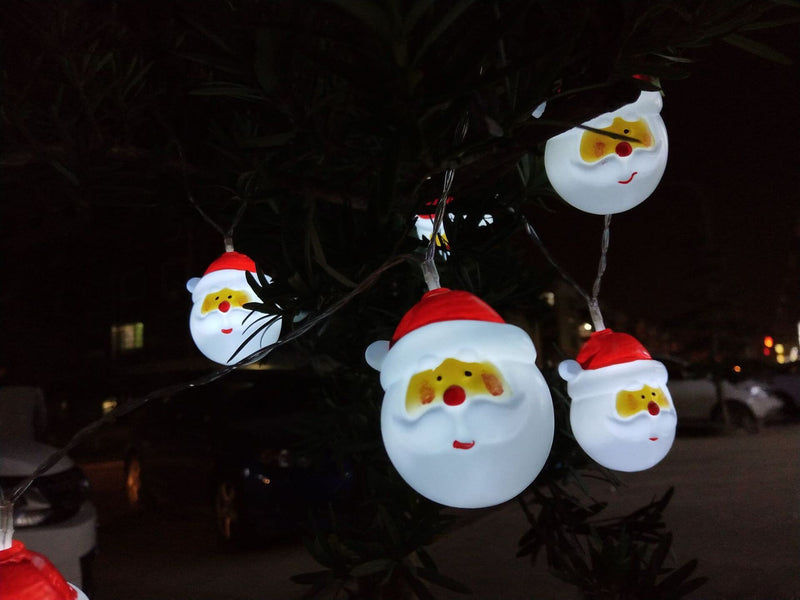Lumières de Noël Père Noël Guirlande Lumineuse Décoration de Fête Patio 10/20 Lumières à Piles 
