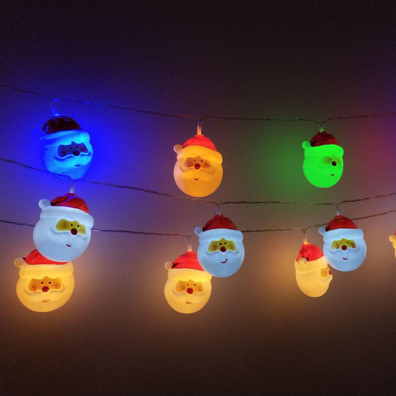 Lumières de Noël Père Noël Guirlande Lumineuse Décoration de Fête Patio 10/20 Lumières à Piles 