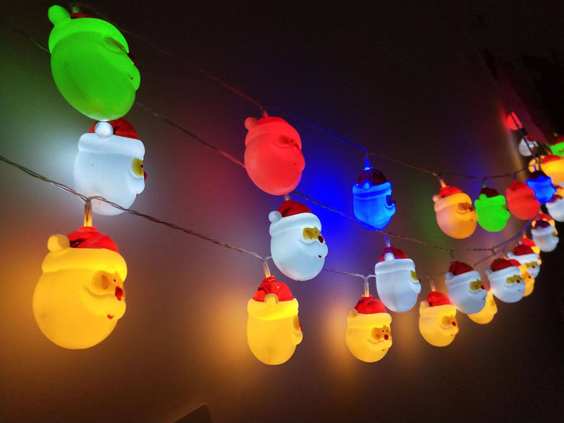 Lumières de Noël Père Noël Guirlande Lumineuse Décoration de Fête Patio 10/20 Lumières à Piles 