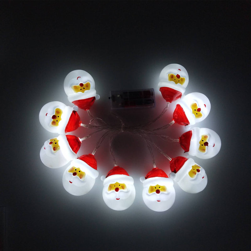 Lumières de Noël Père Noël Guirlande Lumineuse Décoration de Fête Patio 10/20 Lumières à Piles 