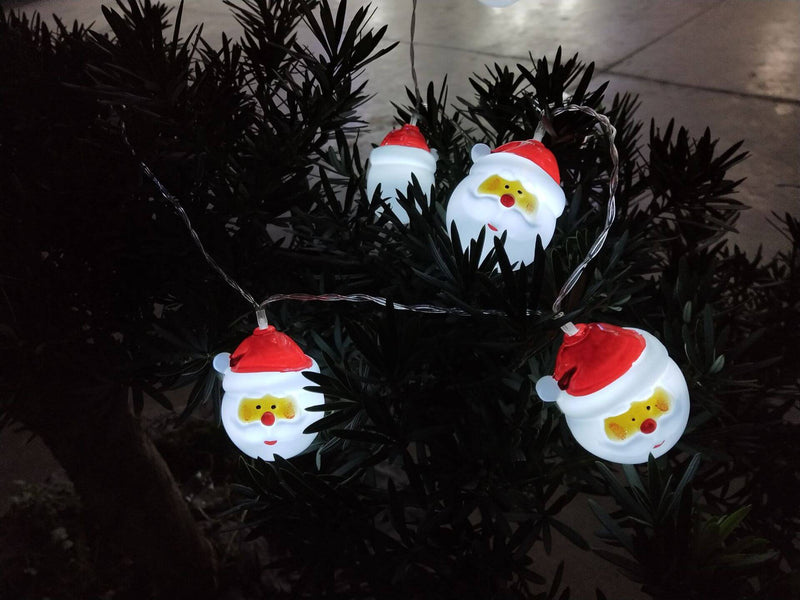 Lumières de Noël Père Noël Guirlande Lumineuse Décoration de Fête Patio 10/20 Lumières à Piles 