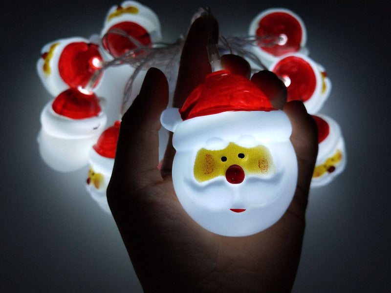 Lumières de Noël Père Noël Guirlande Lumineuse Décoration de Fête Patio 10/20 Lumières à Piles 
