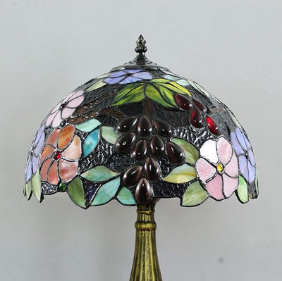 Tiffany Stained Glass Grape Flower 1-Light Table Lamp