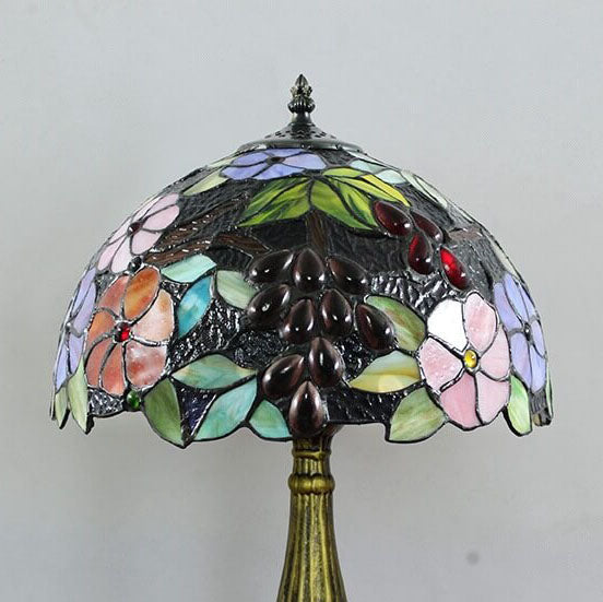 Tiffany Stained Glass Grape Flower 1-Light Table Lamp