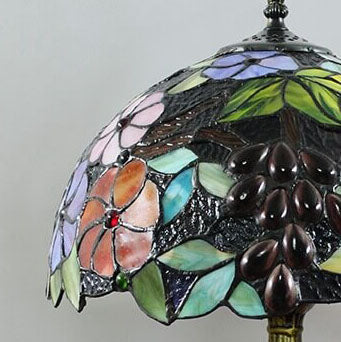 Tiffany Stained Glass Grape Flower 1-Light Table Lamp