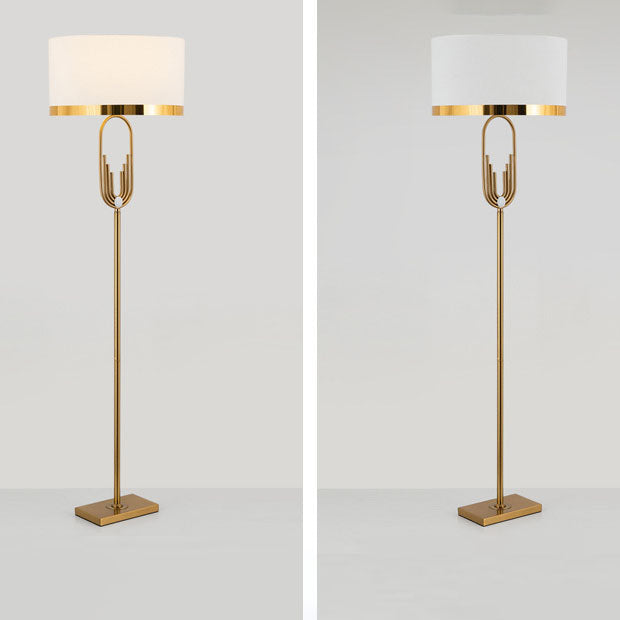 Moderner Mid-Century Stehende Stehlampe aus rundem Metallstoff mit 1 Licht für das Wohnzimmer 