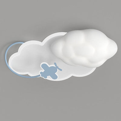 Modern Cream Clouds Crowns Iron LED Flush Mount Ceiling Light