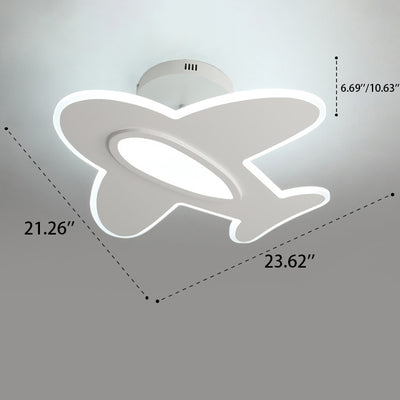 Modern Minimalist Cartoon Airplane LED Semi-Flush Mount Light