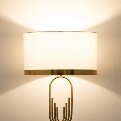 Modern Mid-Century Round Metal Fabric 1-Light Standing Floor Lamp For Living Room